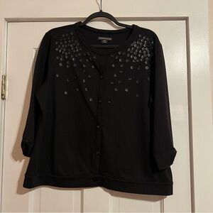 #107 COVINGTON FAUX LEATHER EMBELLISHED CARDIGAN XL